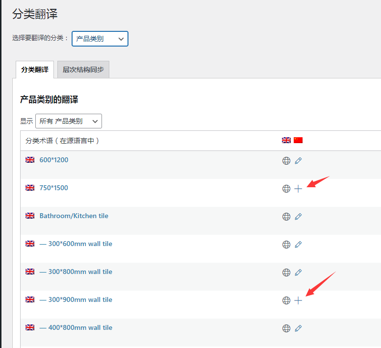 WPML产品分类的翻译