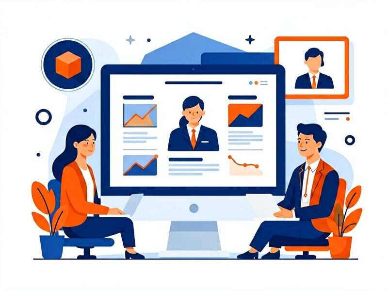 外贸网站案例页设计示意图，展示客户合作成果与转化提升策略