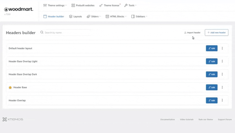 将导出的 JSON 粘贴到导入页眉窗口中