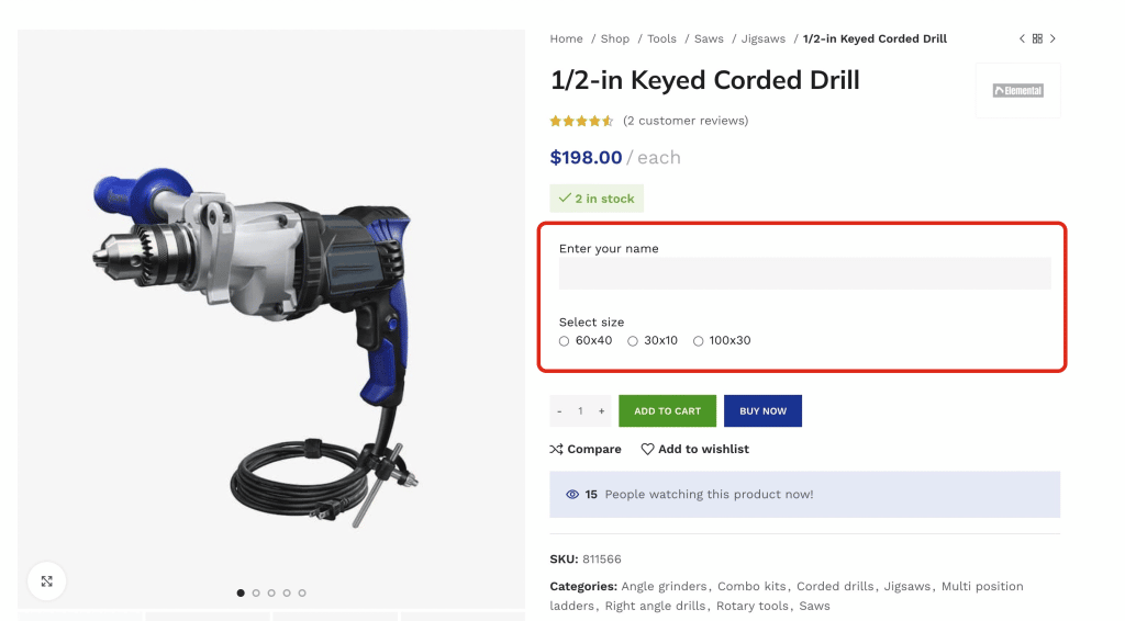 在标准 WooCommerce 产品页面上显示的第三方产品字段