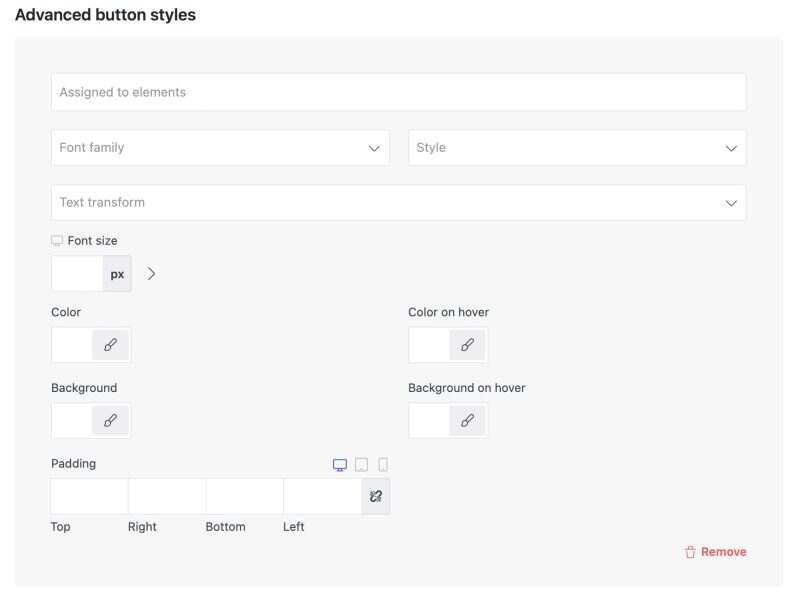 td adv btn styles settings