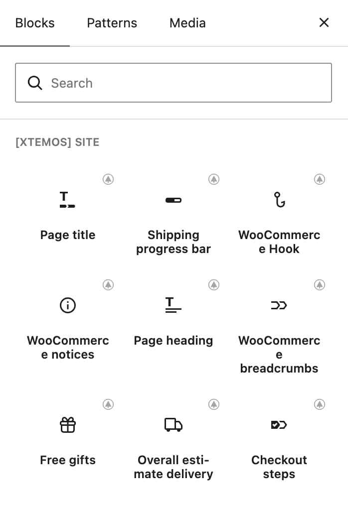 Gutenberg 购物车布局站点元素