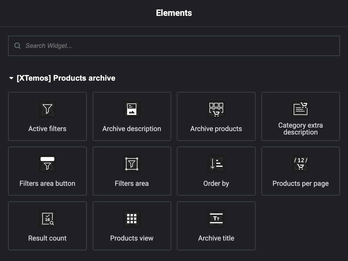 Elementor 中的产品归档布局元素