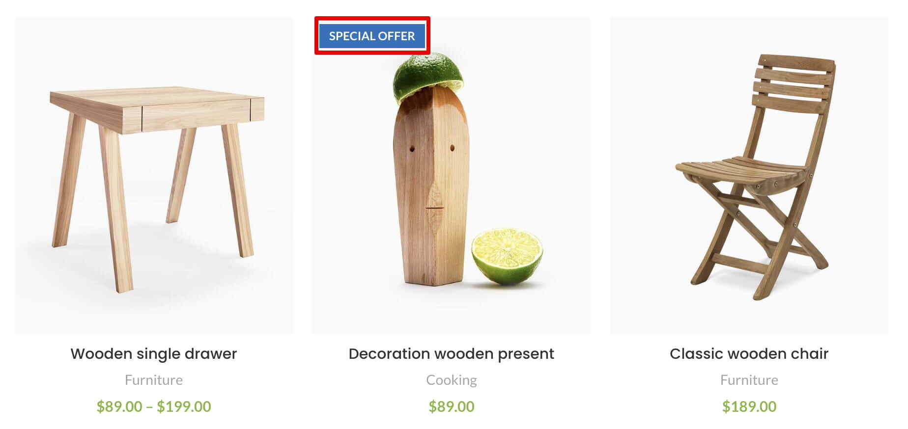 带有属性标签的产品