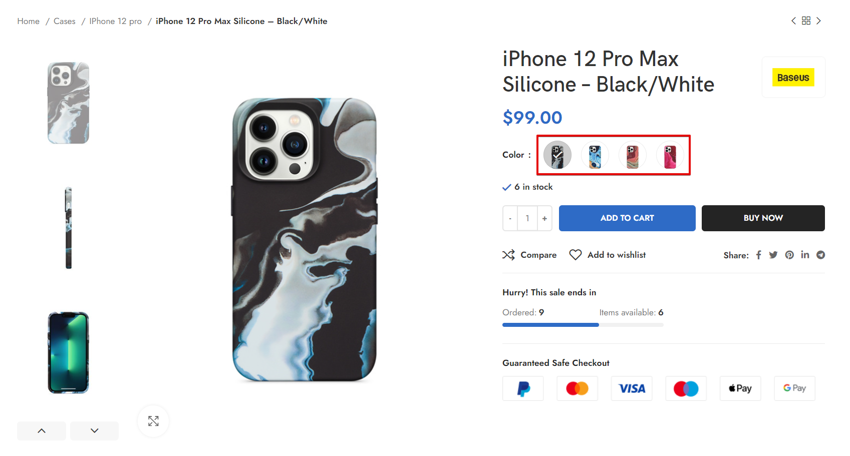 独立 iPhone 手机壳产品的关联颜色色板